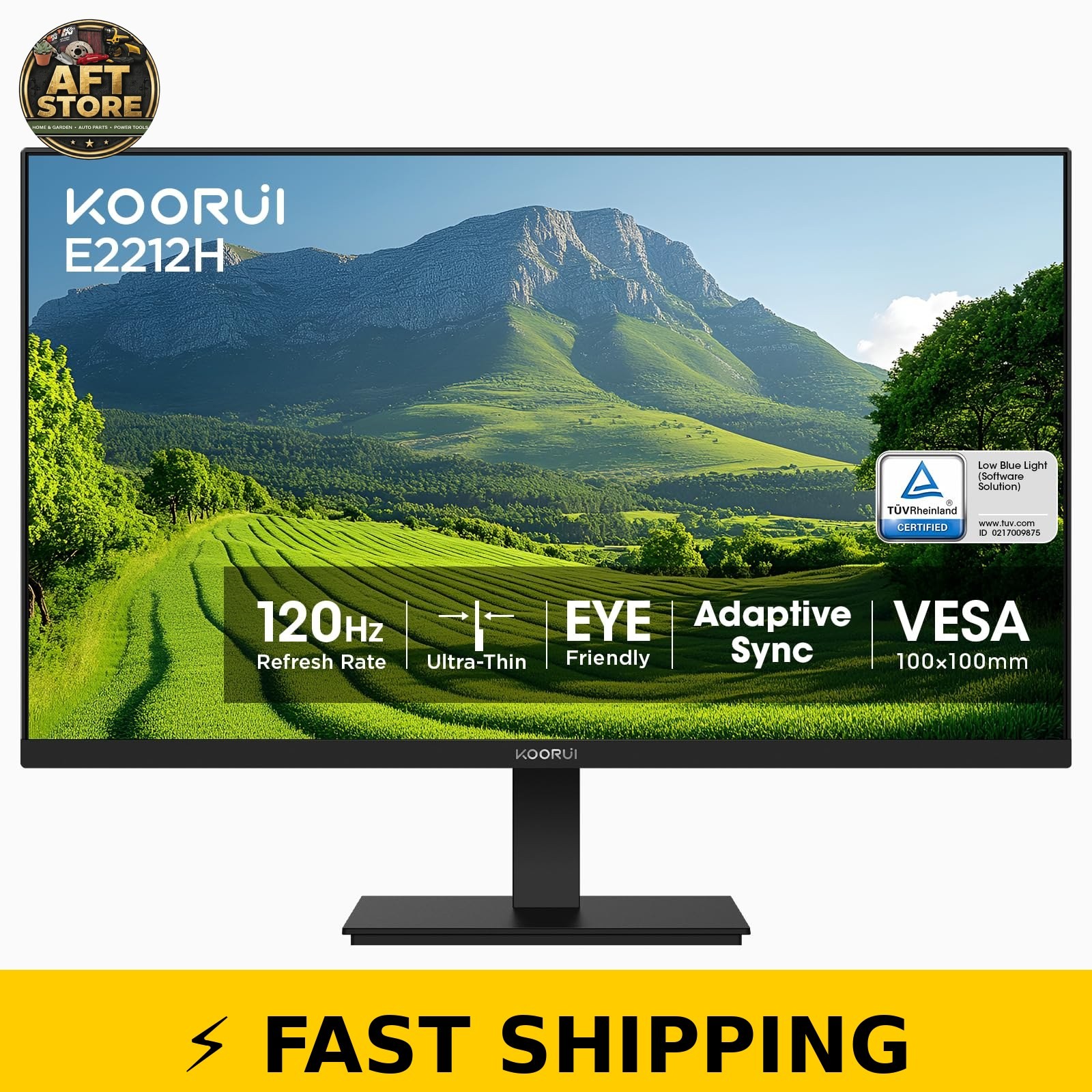 KOORUI 22 Inch FHD 1080P Monitor 120Hz VA Panel - Black