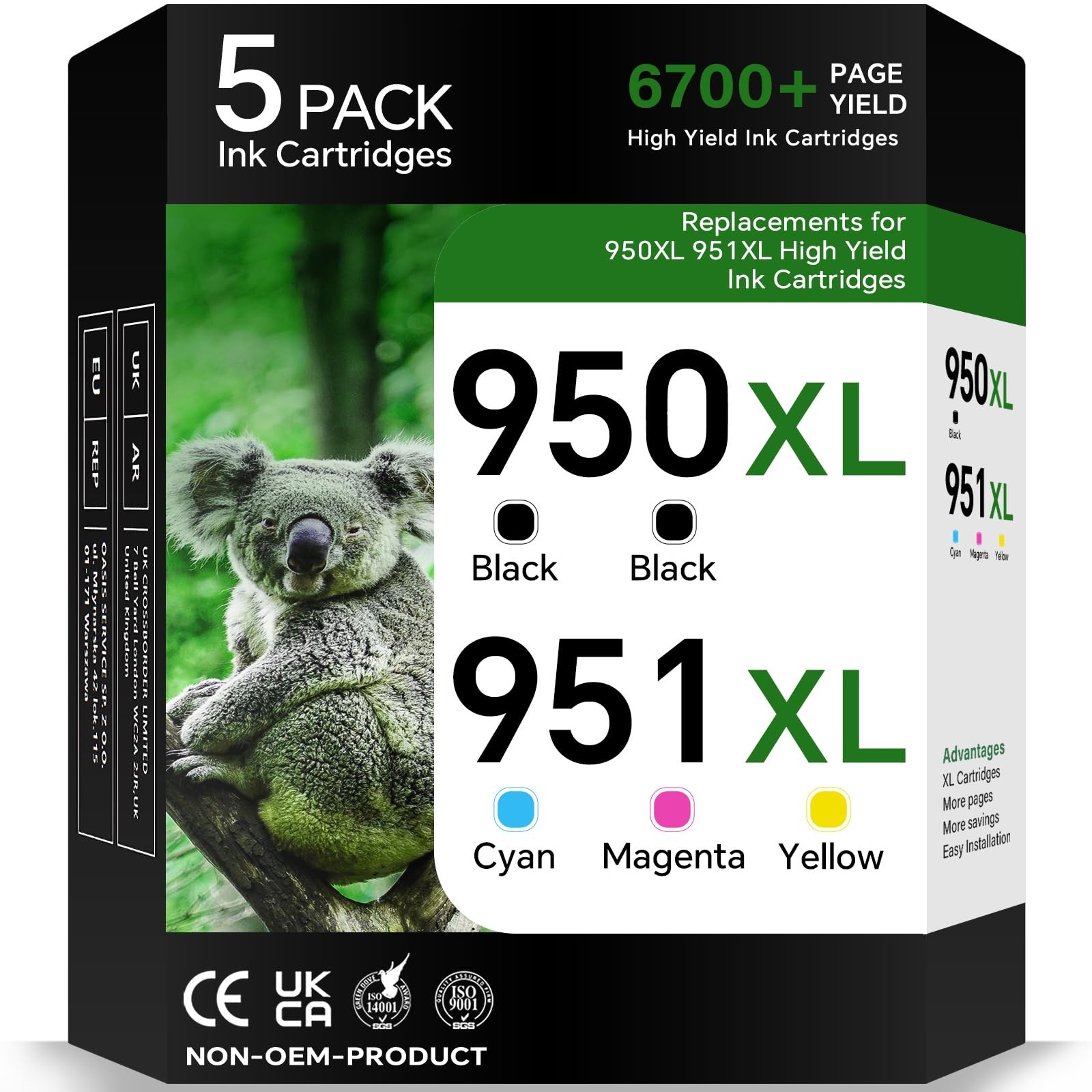 950XL 951XL Ink Cartridges Combo Pack Compatible Ink Cartridge for HP 950 951 XL