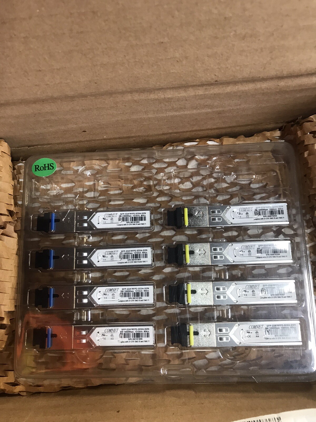 Comnet  (4)SFP-22A 1000fx, (4) SPF-22b 1310nm, 60km, SC, 1 Fiber