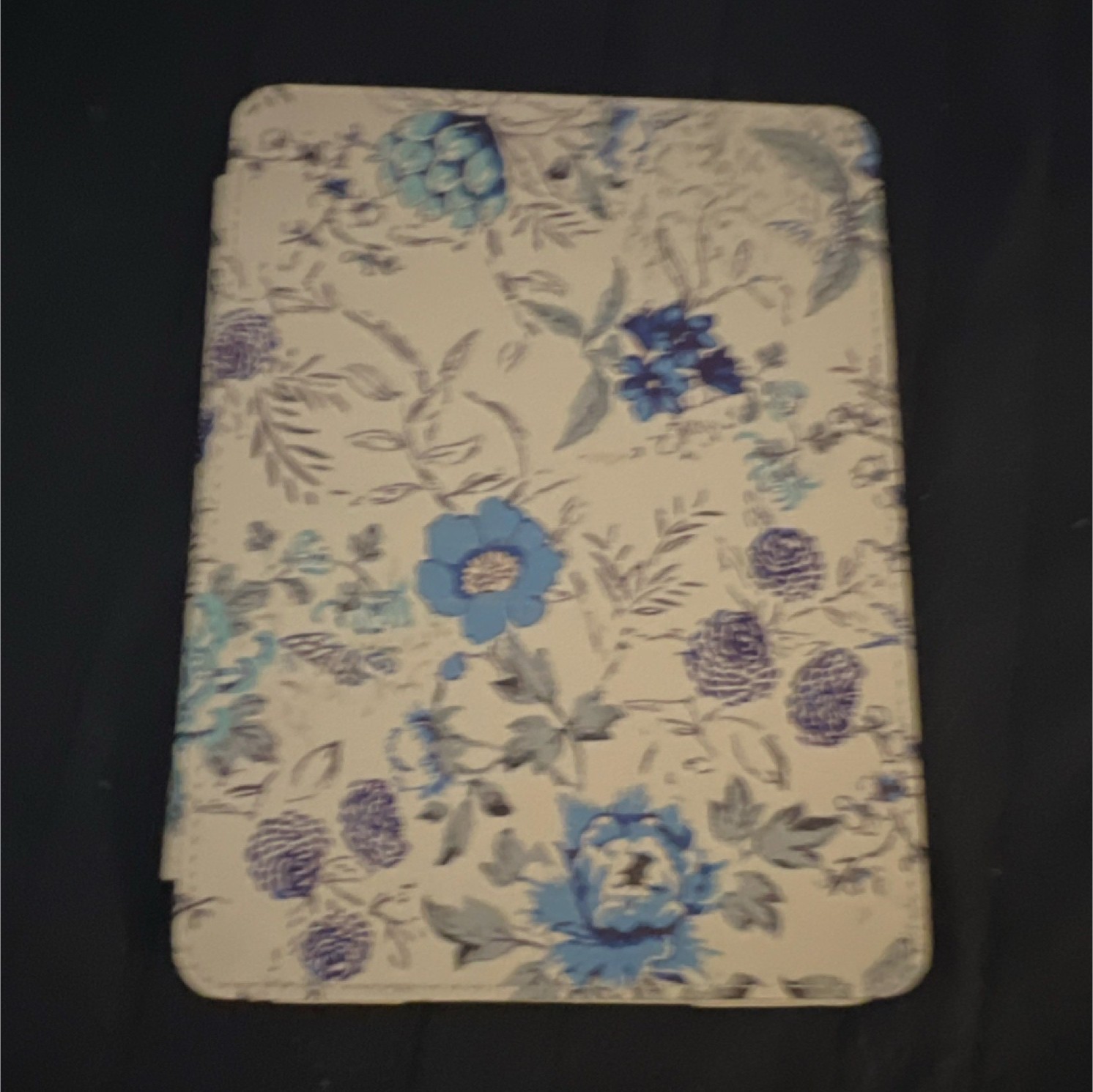 Floral Folding Folio Kindle Case Synthetic Leather White Blue Purple