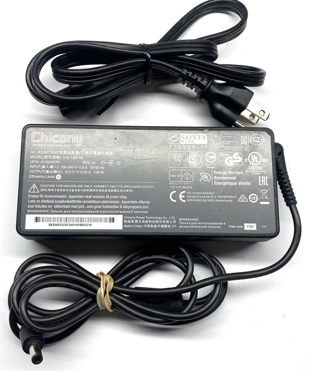 Genuine Chicony MSI Laptop Charger AC Power Adapter A16-135P1B A135A007P 135W