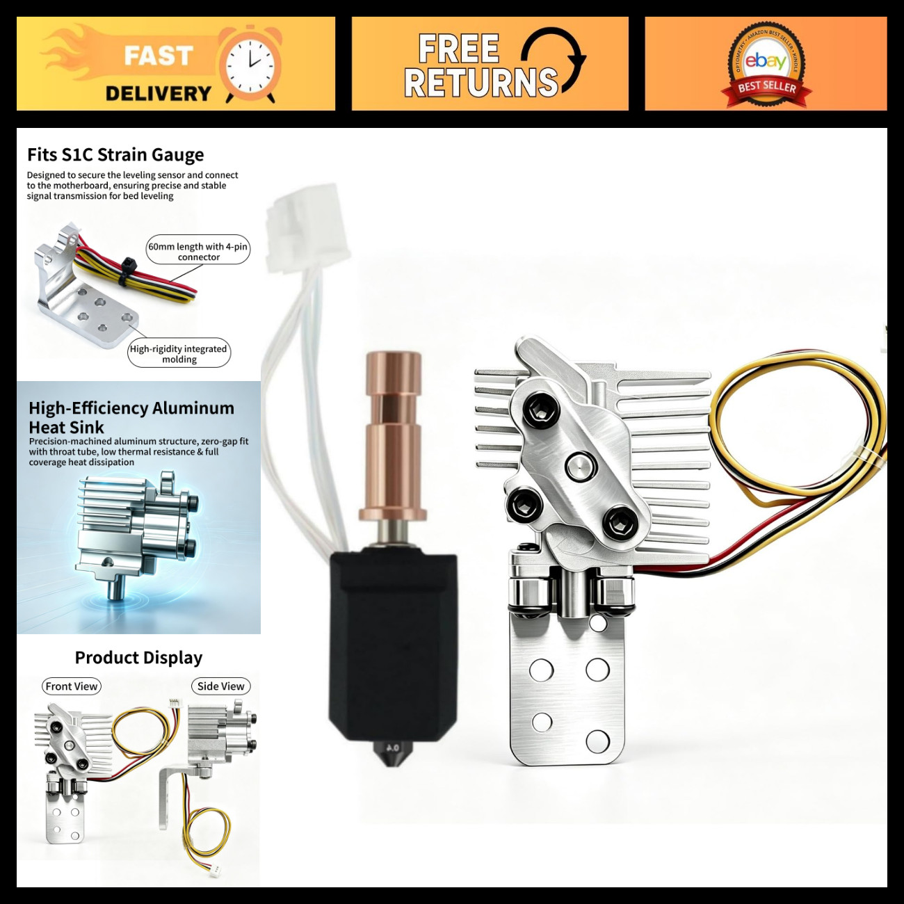 0.4MM Hotend Kit with Heatsink for 3D Printers - Upgrade Your Printing Experienc