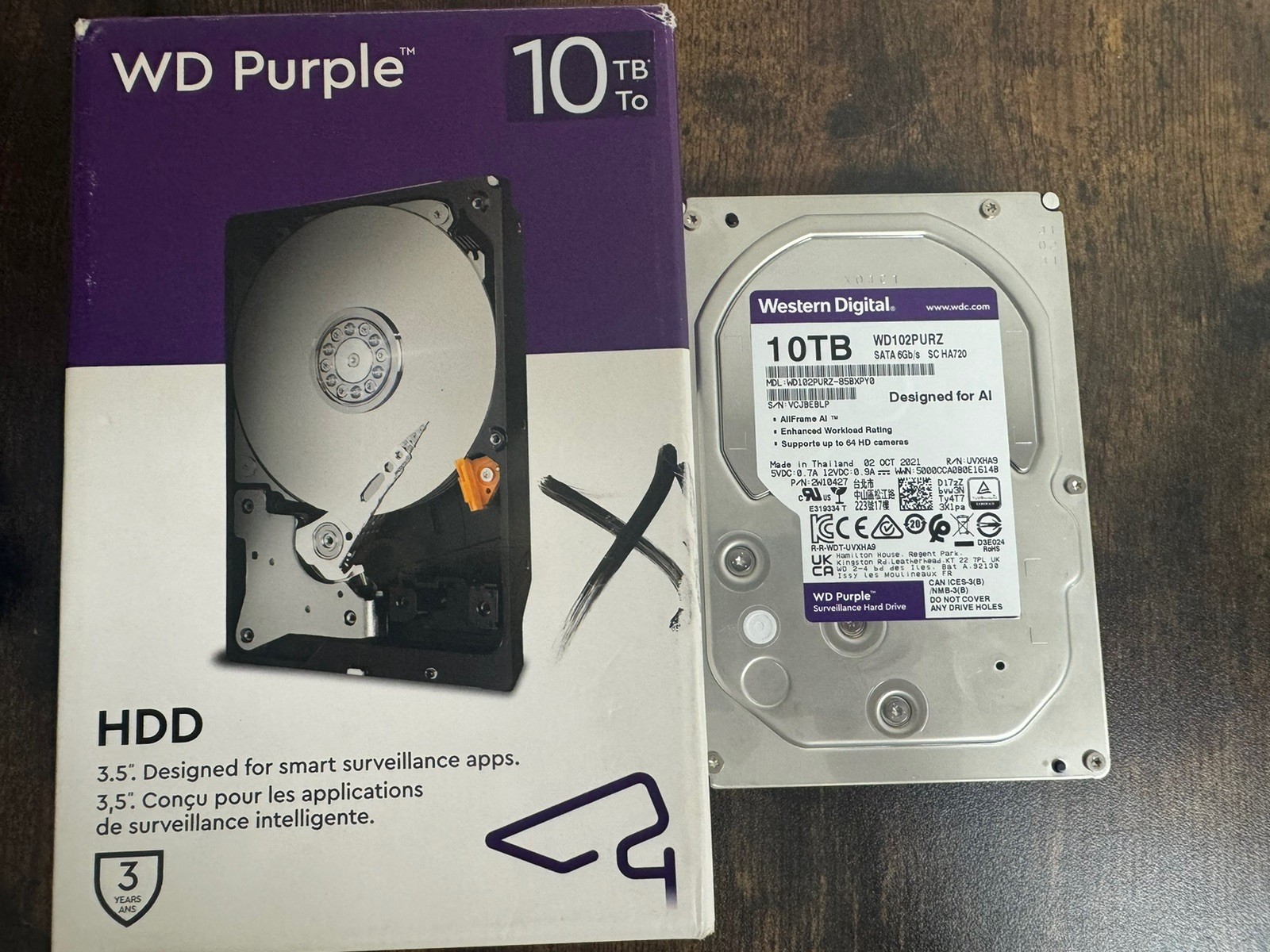 Western Digital WD 3.5" Purple Pro 10TB HDD WD102PURZ (Parts Only )