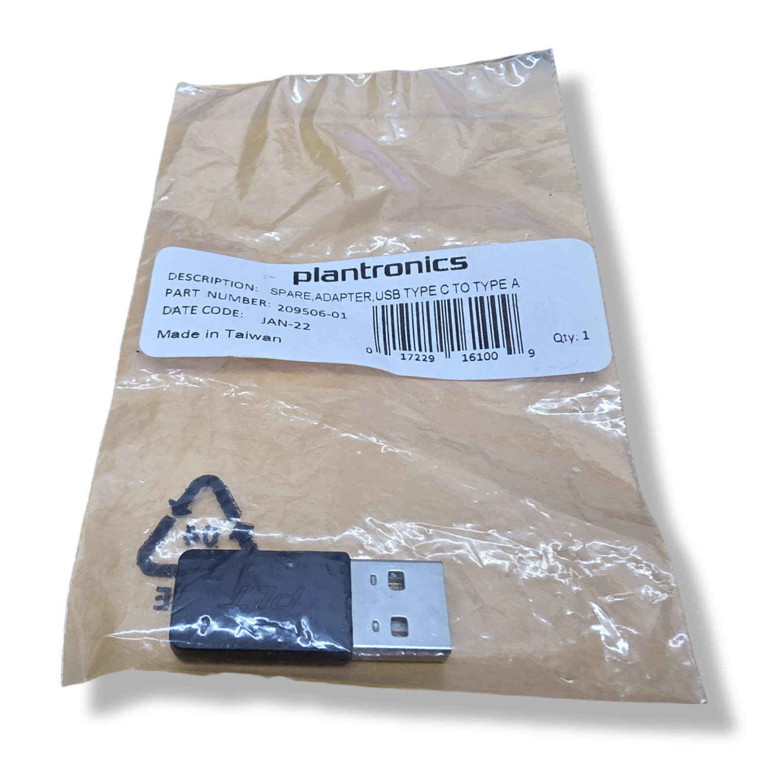PLANTRONICS SPARE 209506-01 ADAPTER FEMALE TO MALE USB-C TO USB-A NEW🍁(5344)