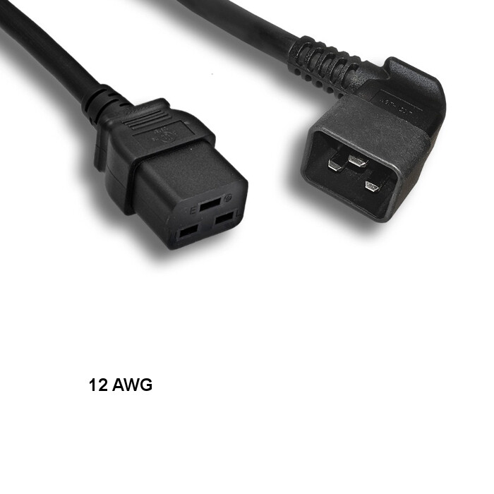 [10X] 10ft 12 AWG Power Cable Right Angled C20 to C19 20A/250V SJT Data Server