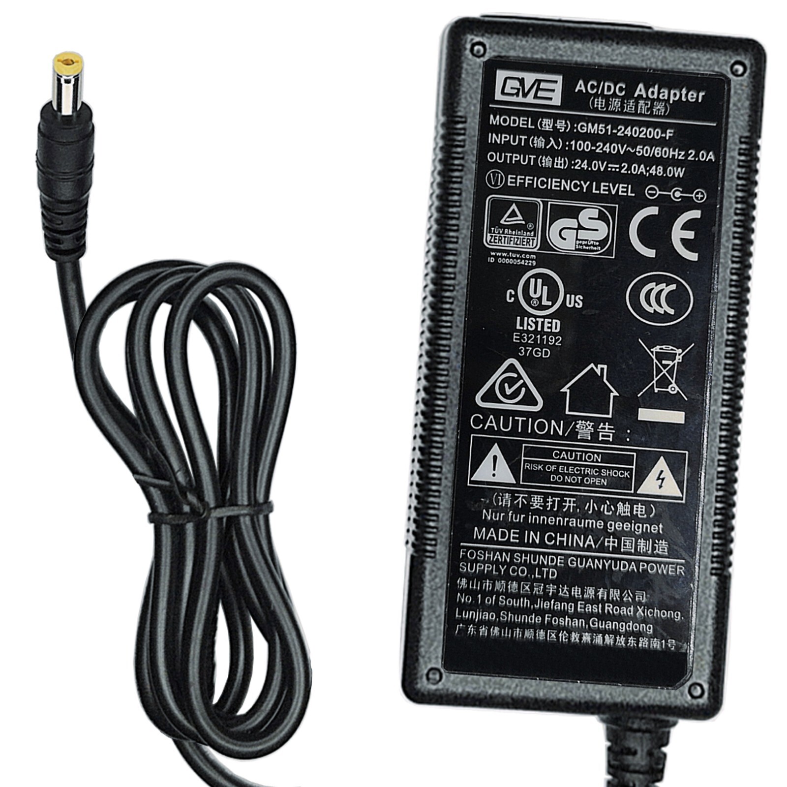 OEM GVE 24V 2A AC/DC adapter For ZRHI Y486 Y486BT Direct Thermal Label Printer