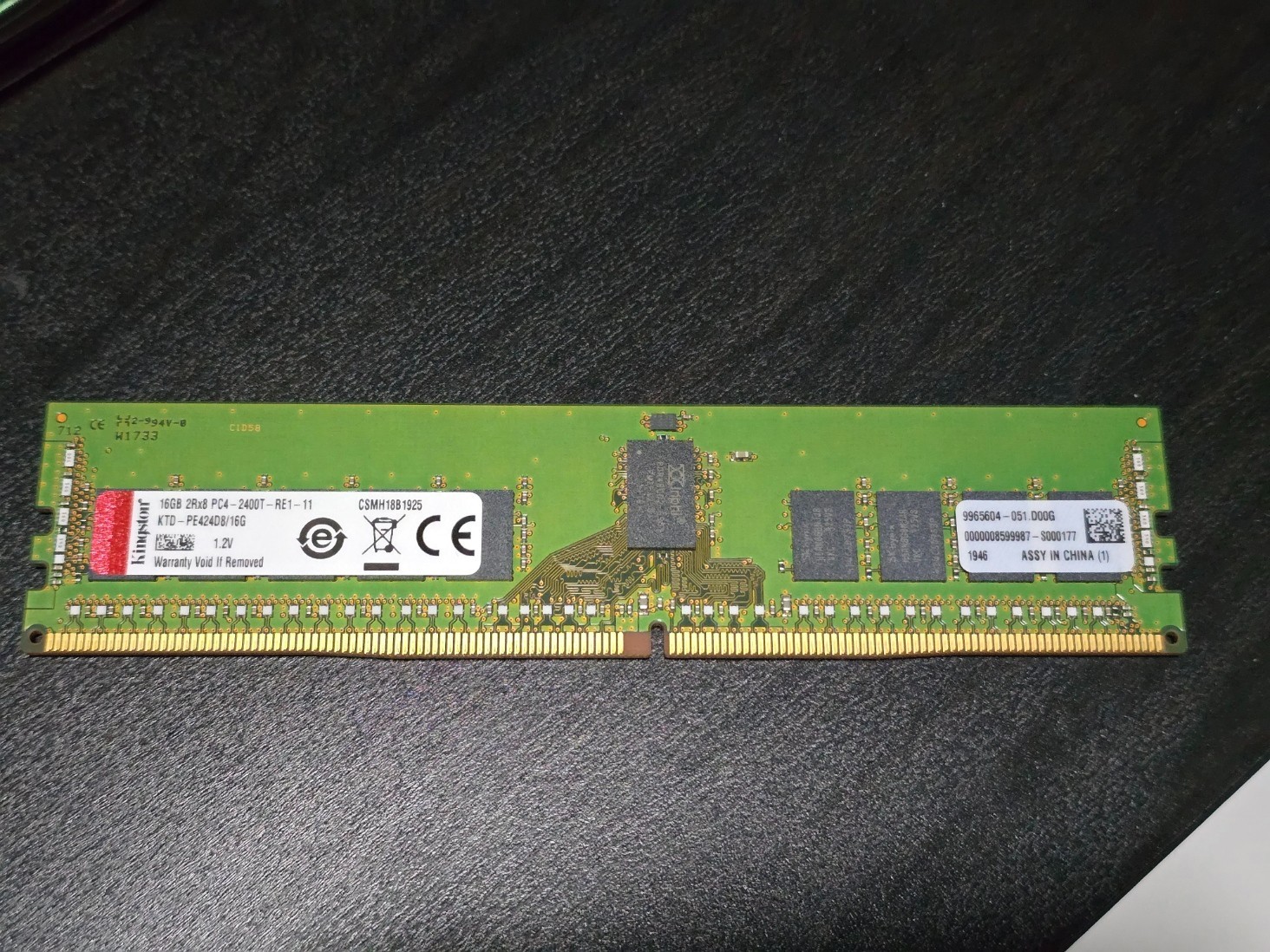 Kingston 16GB 2Rx8 PC4-2400T-RE1-11