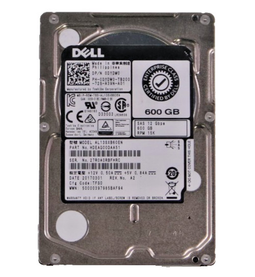 Dell 600GB DYDW0 15K SAS Server 2.5" 12 Gb/s Enterprise Hard Drive AL13SXB60EN