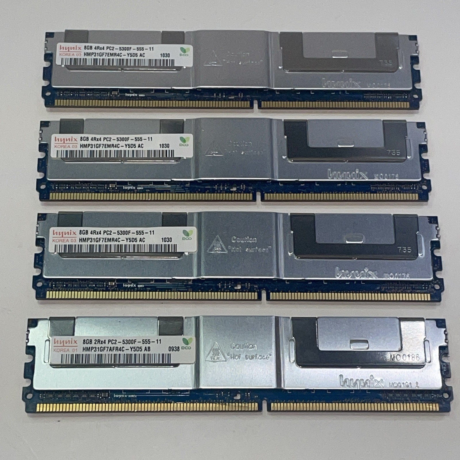 Lot of 4 Hynix 8GB DDR2-667 PC2-5300F 4Rx4 ECC 240Pin FBDIMM HMP31GF7EMR4C