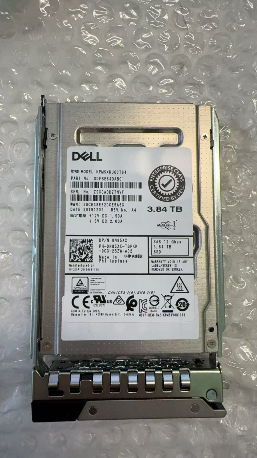 0N85XX Dell N85XX 3.84TB SAS 12G Read Intensive 2.5in SSD KPM5XRUG3T84