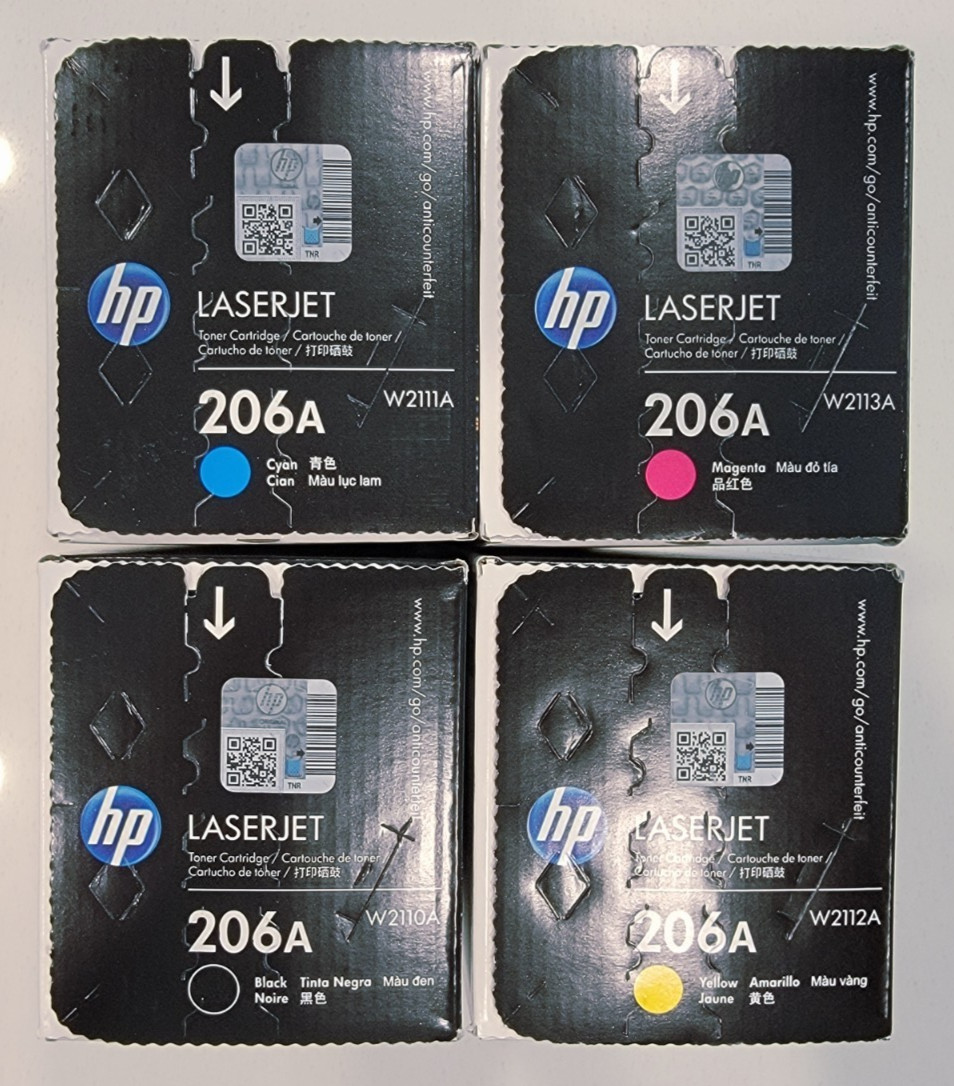 Genuine HP 206A W2110A W2111A W2112A W2113A Full CMYK Toner Set New in Box