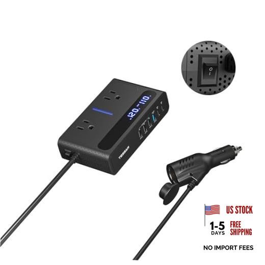 200W Car Power Inverter USB C Car Charger Adapter Fast Charging 65W