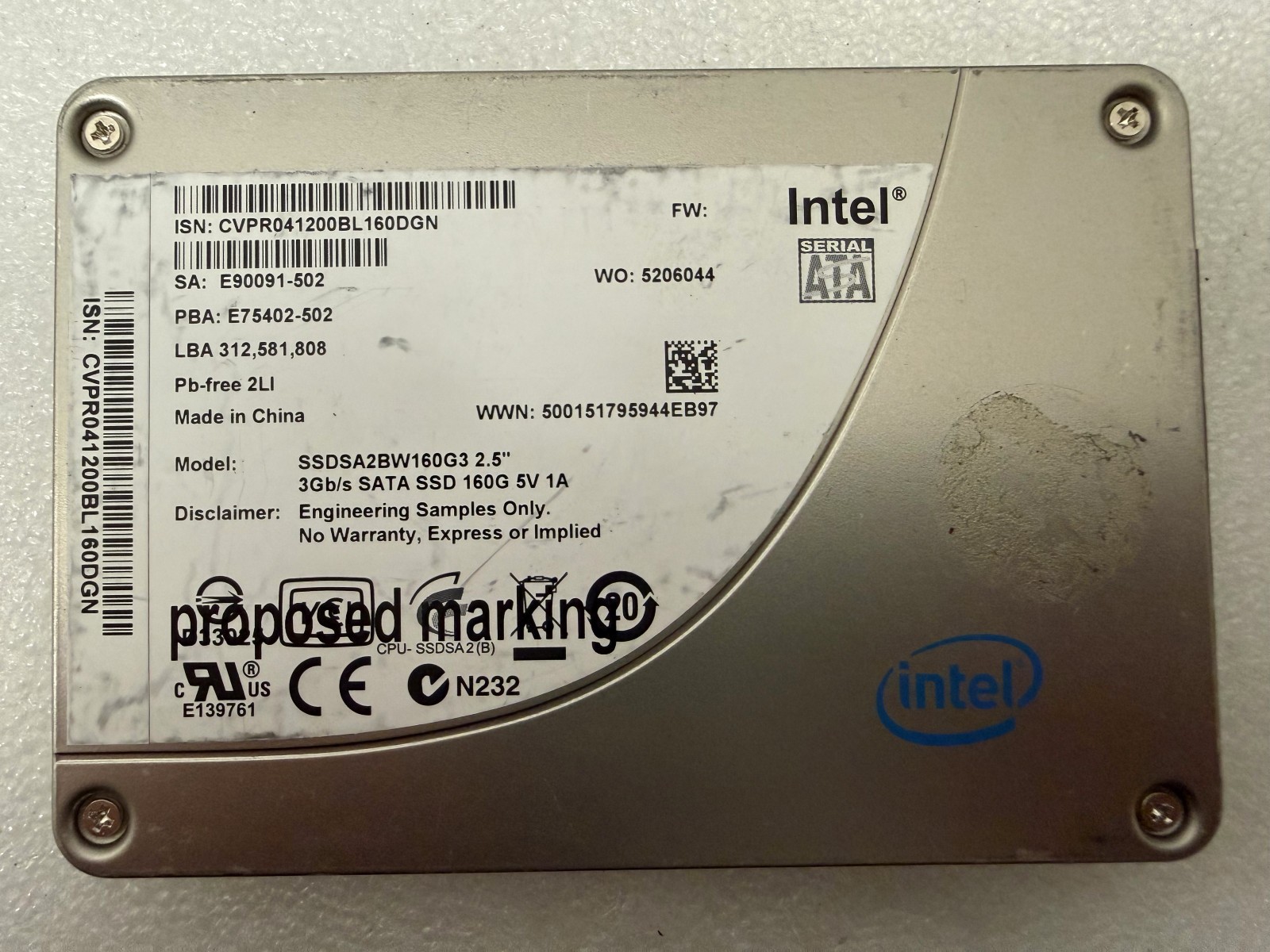 Intel 160GB 2.5 inch SATA SSD SSDSA2BW160G3 