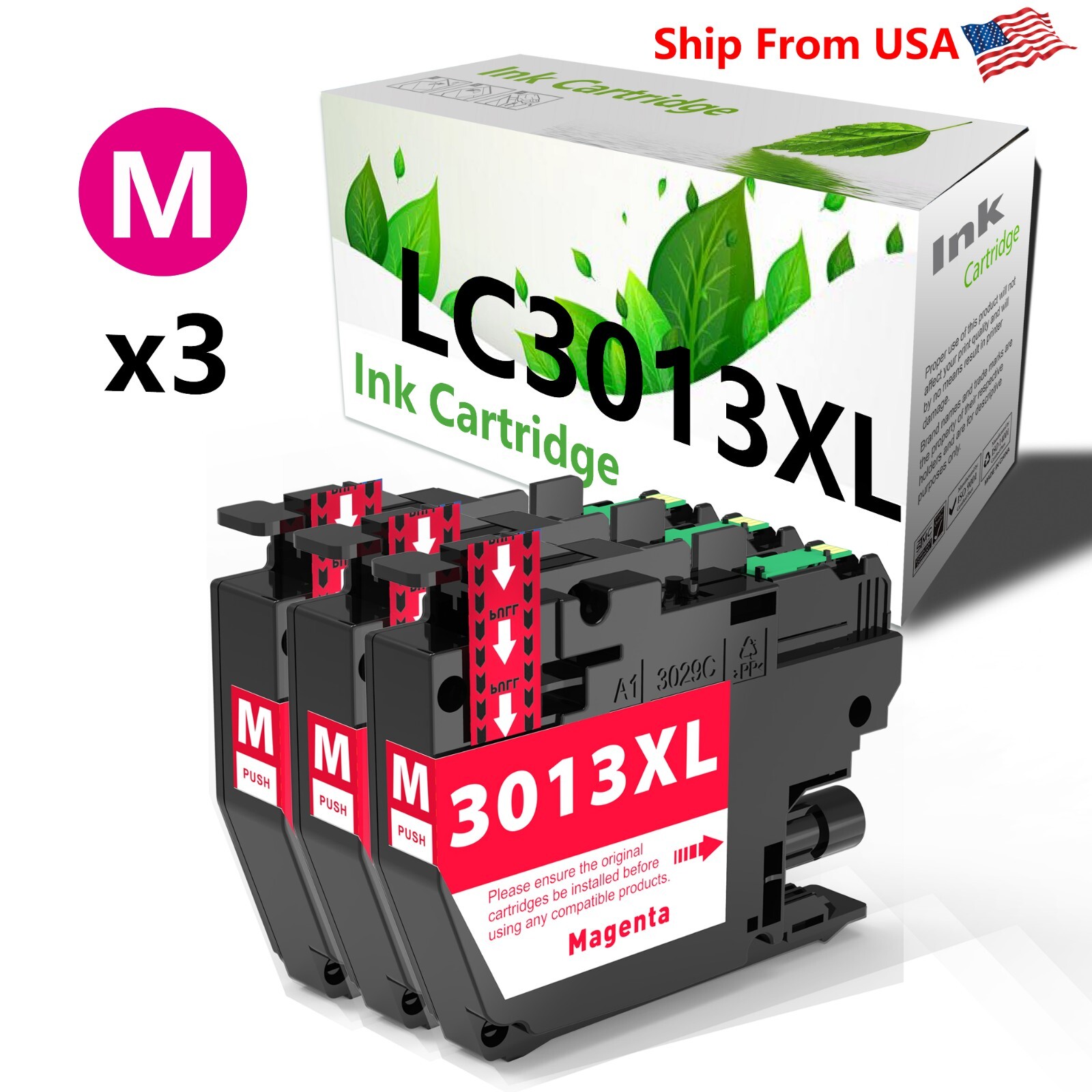 3P Compatible Brother LC3013 Ink Cartridge Magenta LC3013M for MFC-J491DW J497DW