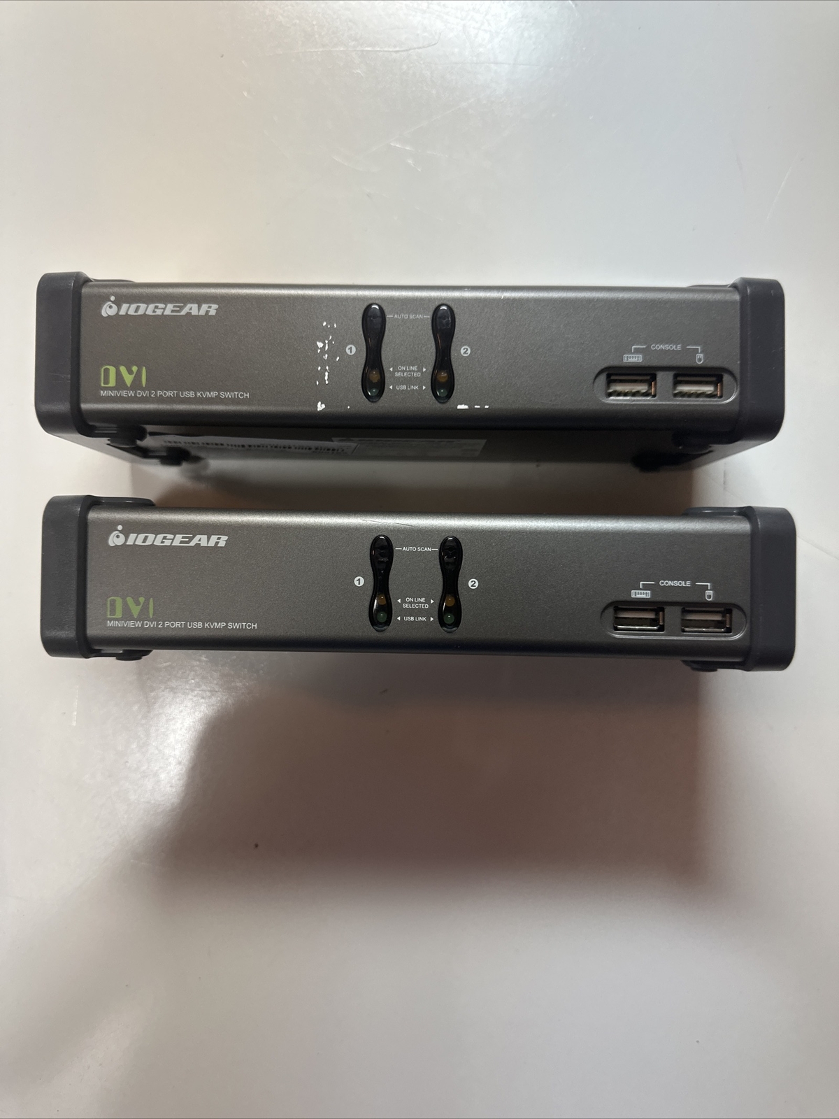 Qty 2 GCS1102 IOGEAR 2Port DVI KVM & Peripheral Sharing Switch w Audio 