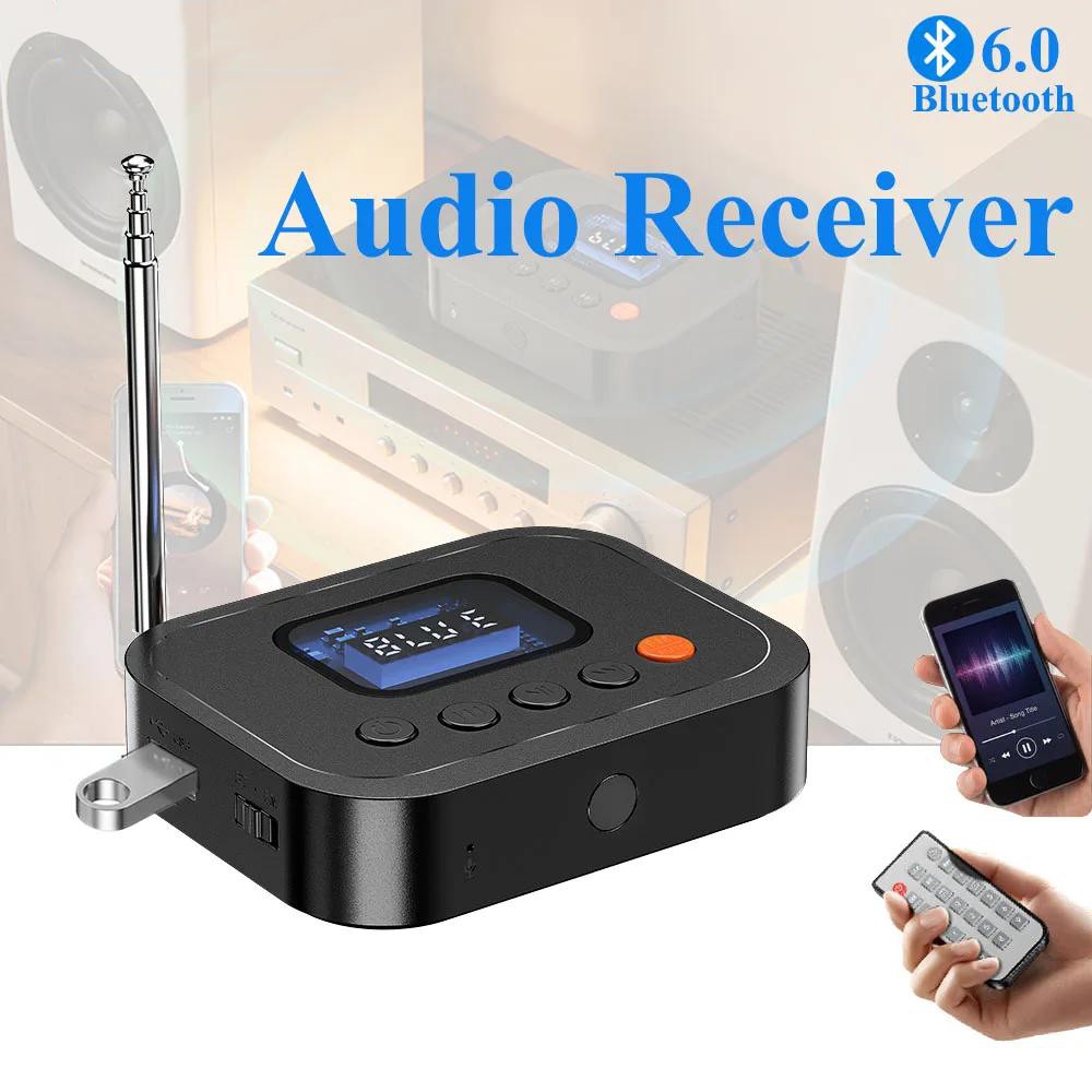 Bluetooth 6.0 Receiver FM Stereo AUX 3.5mm RCA Wireless Audio Adapter Remote Kit