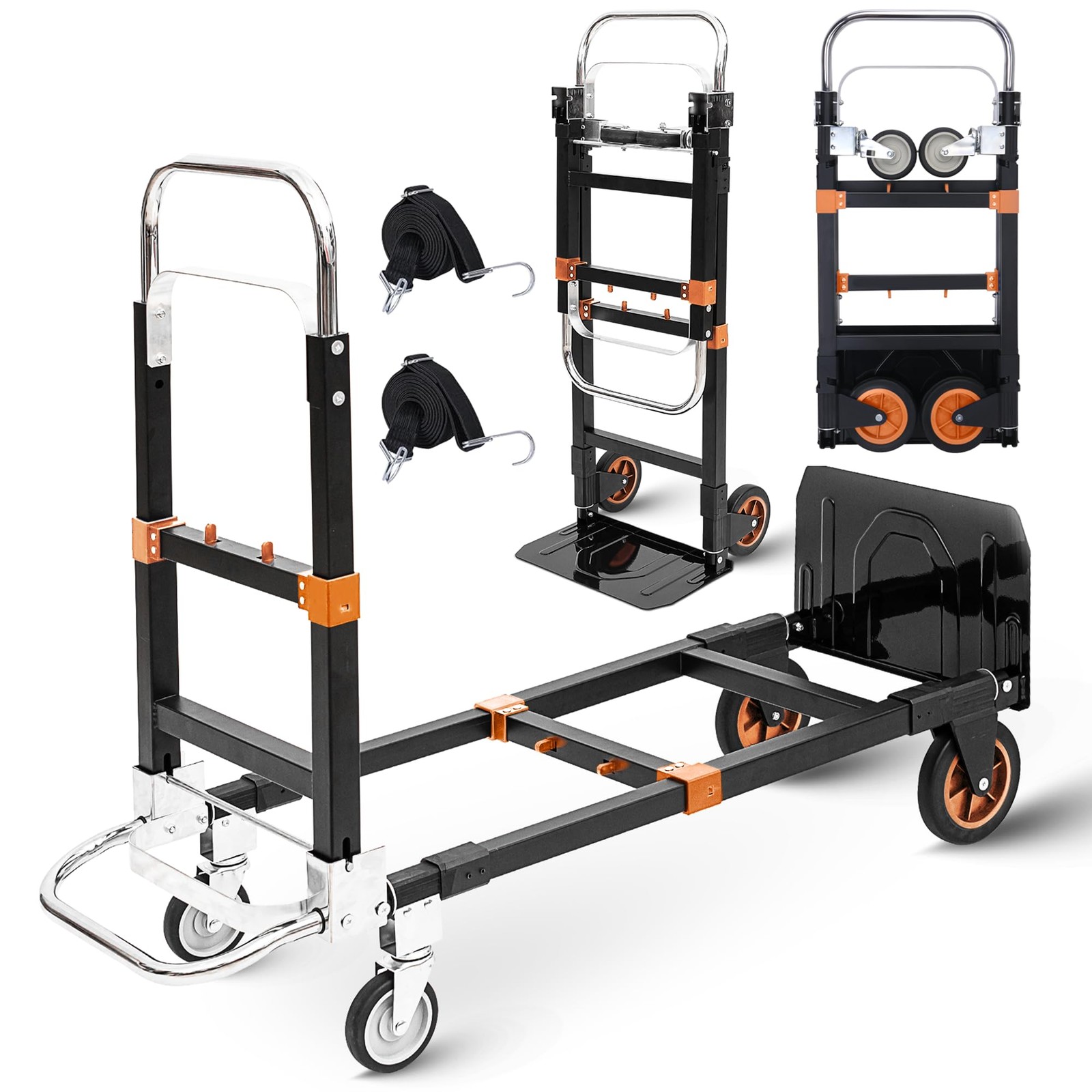 Upgraded 3 in 1 Folding Hand Truck, 500lbs Capacity Heavy Duty Convertible Do...