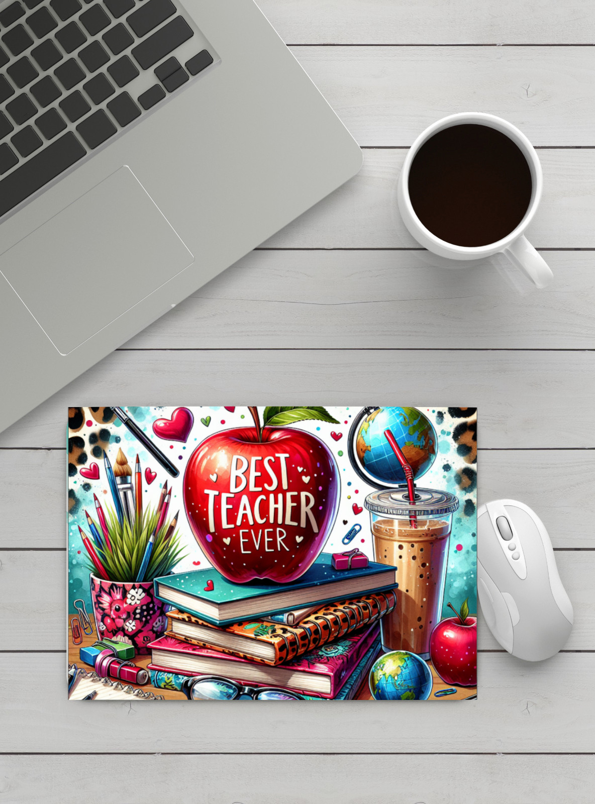 Handmade Designed Best Teacher Ever Mousepad.