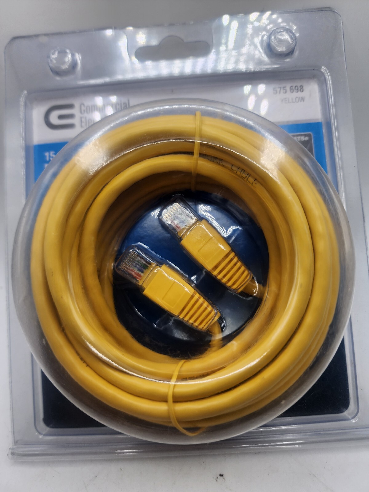 CE Commercial Electric 15 ft. CAT5e UTP Ethernet Cable, 100MHz, Yellow (575698)