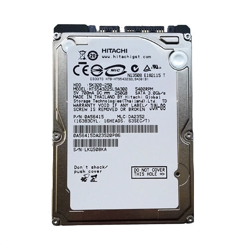 Hitachi Travelstar HTS543225L9A300 250GB 5400RPM SATA 2.5" Laptop Hard Drive