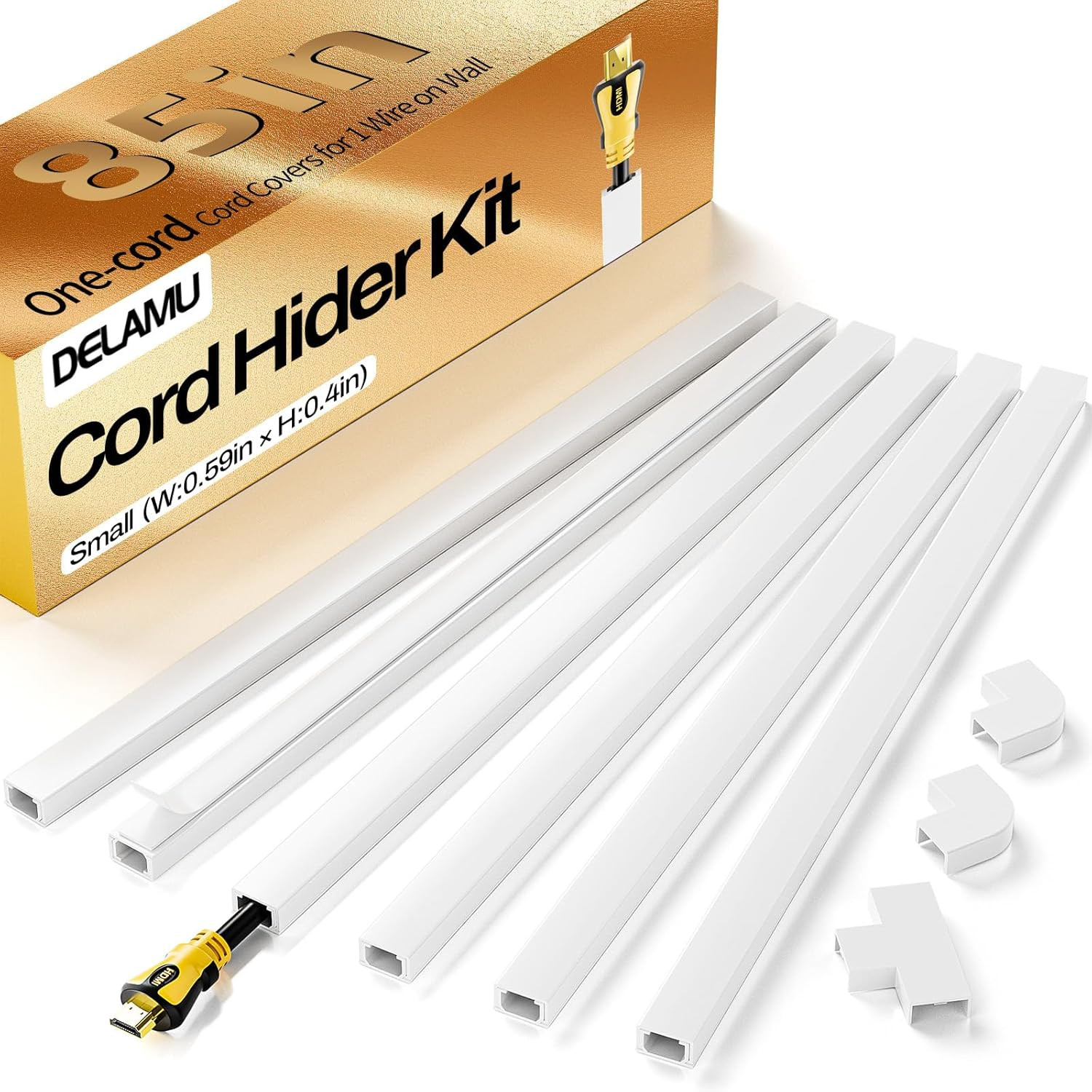 Delamu Cord Hider, Cord Covers for Wires on Wall, One-Cord Cable Hider, Self-Adh
