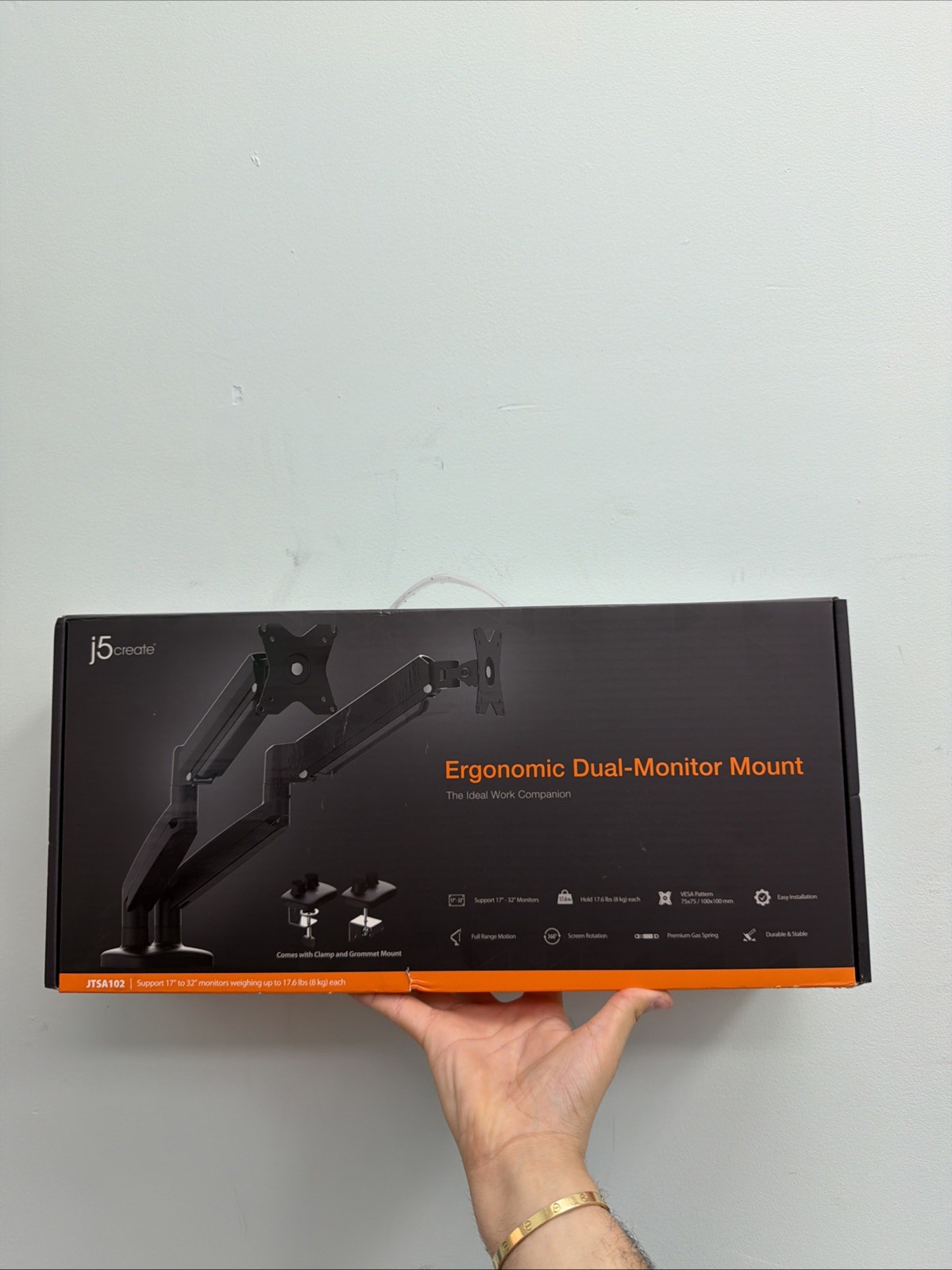 j5create JTSA102 Ergonomic 32” Dual Monitor Mount