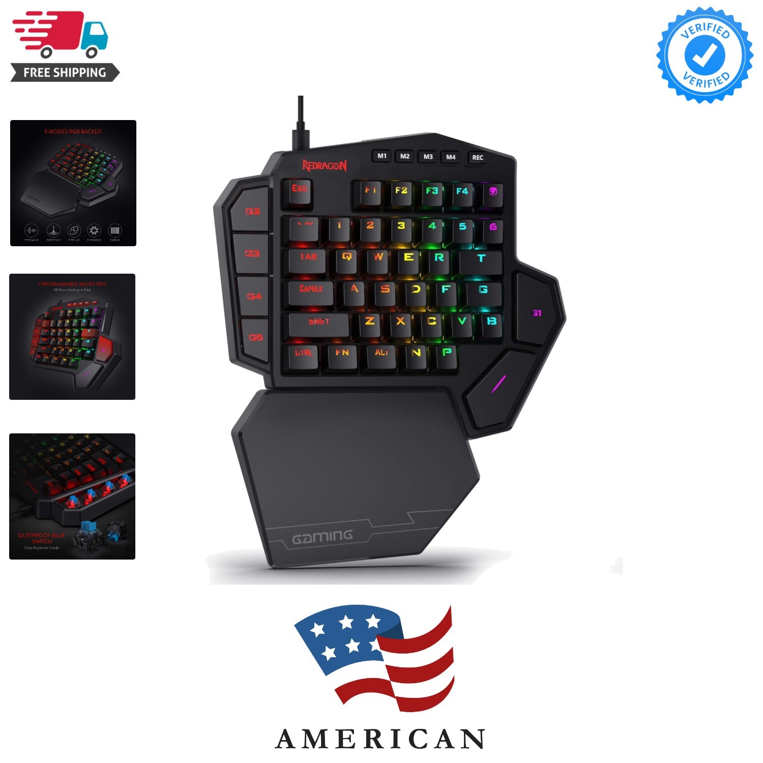 K585 DITI Wired One-Handed RGB Mechanical Gaming Keyboard, 42 Keys Type-C Pro...