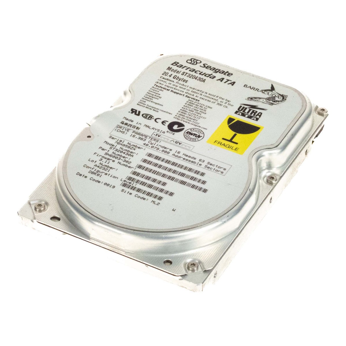 HARD DRIVE SEAGATE BARRACUDA ATA ST320430A 20.4GB 7.2K ATA 3.5'' 