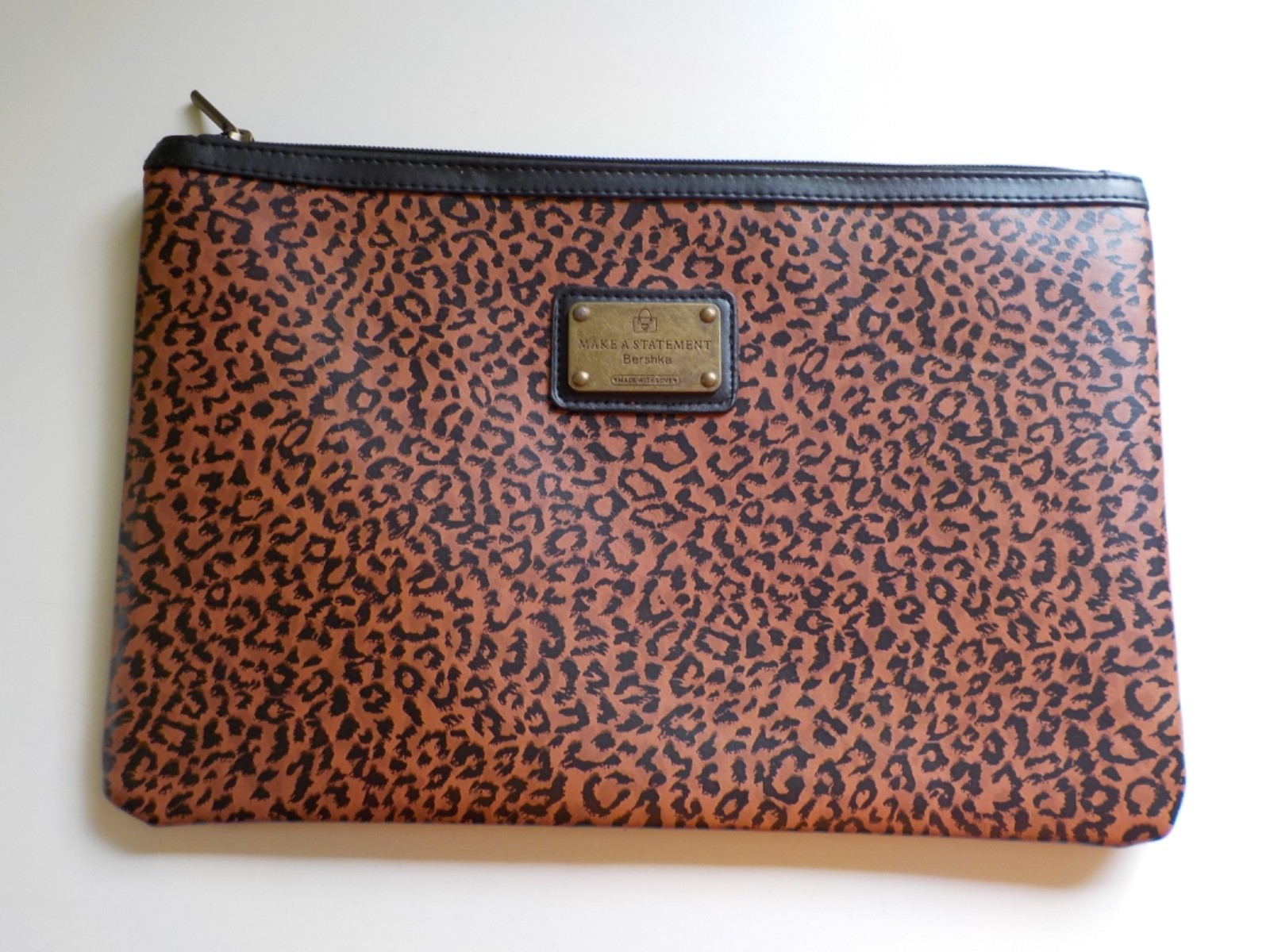 Bershka vintage laptop tablet bag bag Leo briefcase leopard animal print