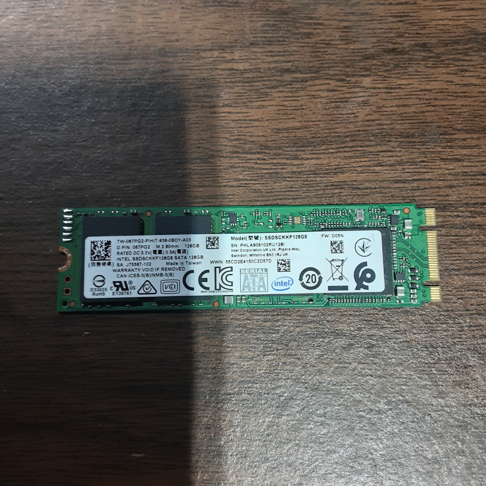 INTEL 600P Series SSD Solid State Hard Drive SSDSCKKF128G8 128GB SATA M.2 2280