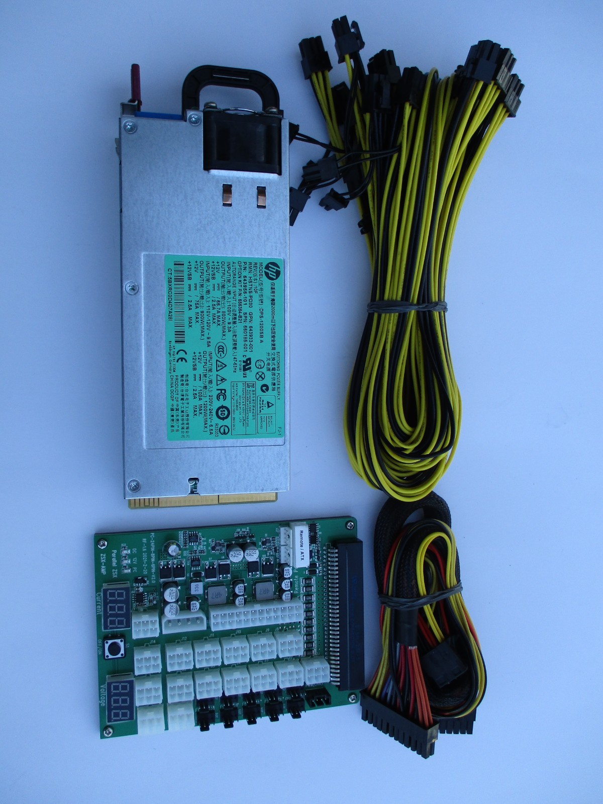 HP 1200 Watt Platinum All-In-One GPU Mining Rig Power Supply Kit ZSX-Amp