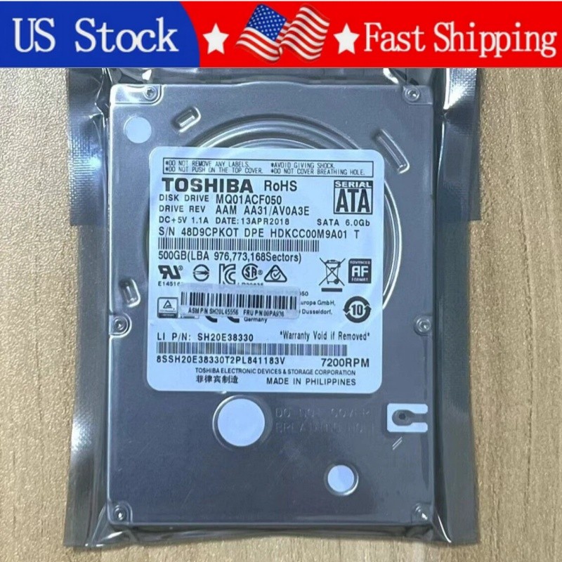 New Toshiba MQ01ACF050 500GB 7200RPM SATA 6.0Gb/s 2.5" Laptop Internal HDD
