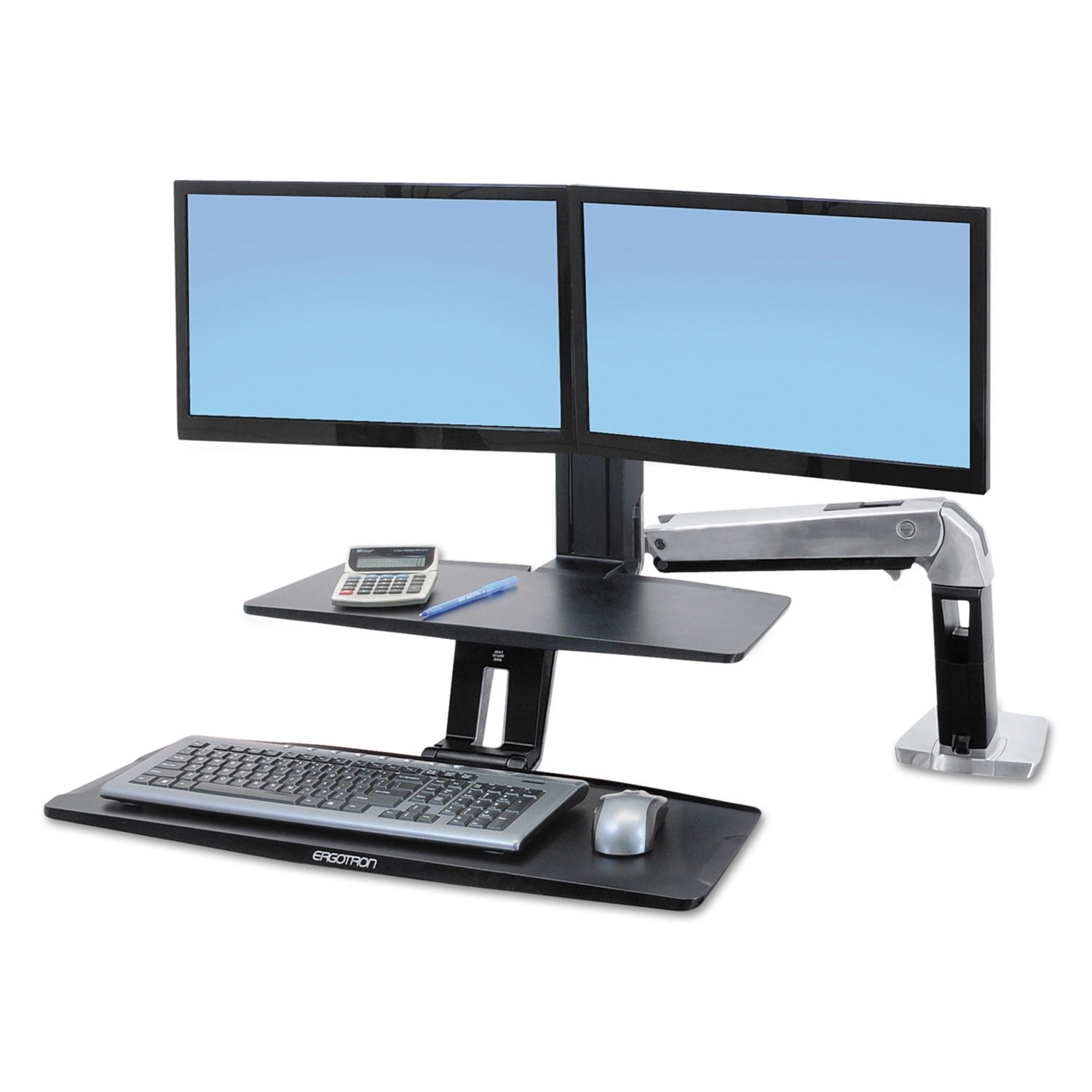 Ergotron WorkFit-A Dual Monitor Stand with Suspended Keyboard Tray, Adjustable
