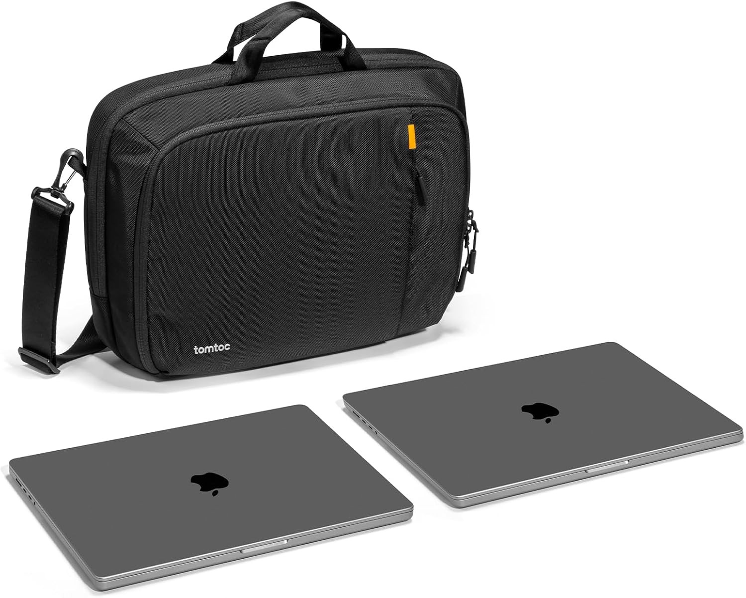 tomtoc 16-inch Dual Compartment Laptop Briefcase for 2 Laptops, Black 
