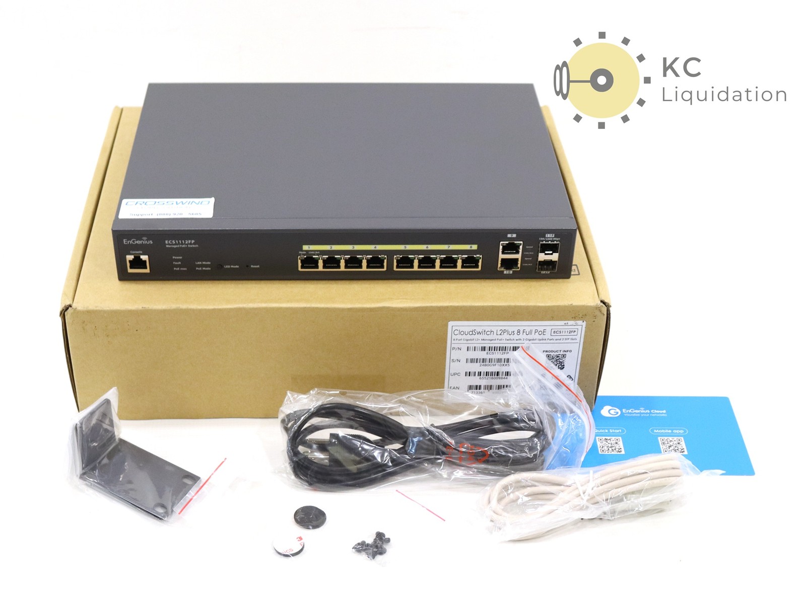 EnGenius ECS1112FP CloudSwitch L2Plus 8 Full PoE  8-Port Gigabit Switch