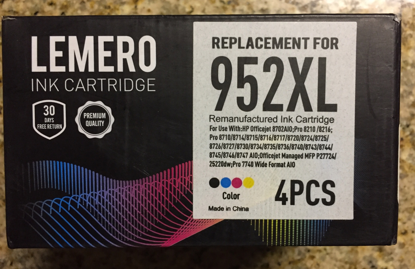LEMERO Replacement For 952XL Ink Cartridges 4 Cartridges