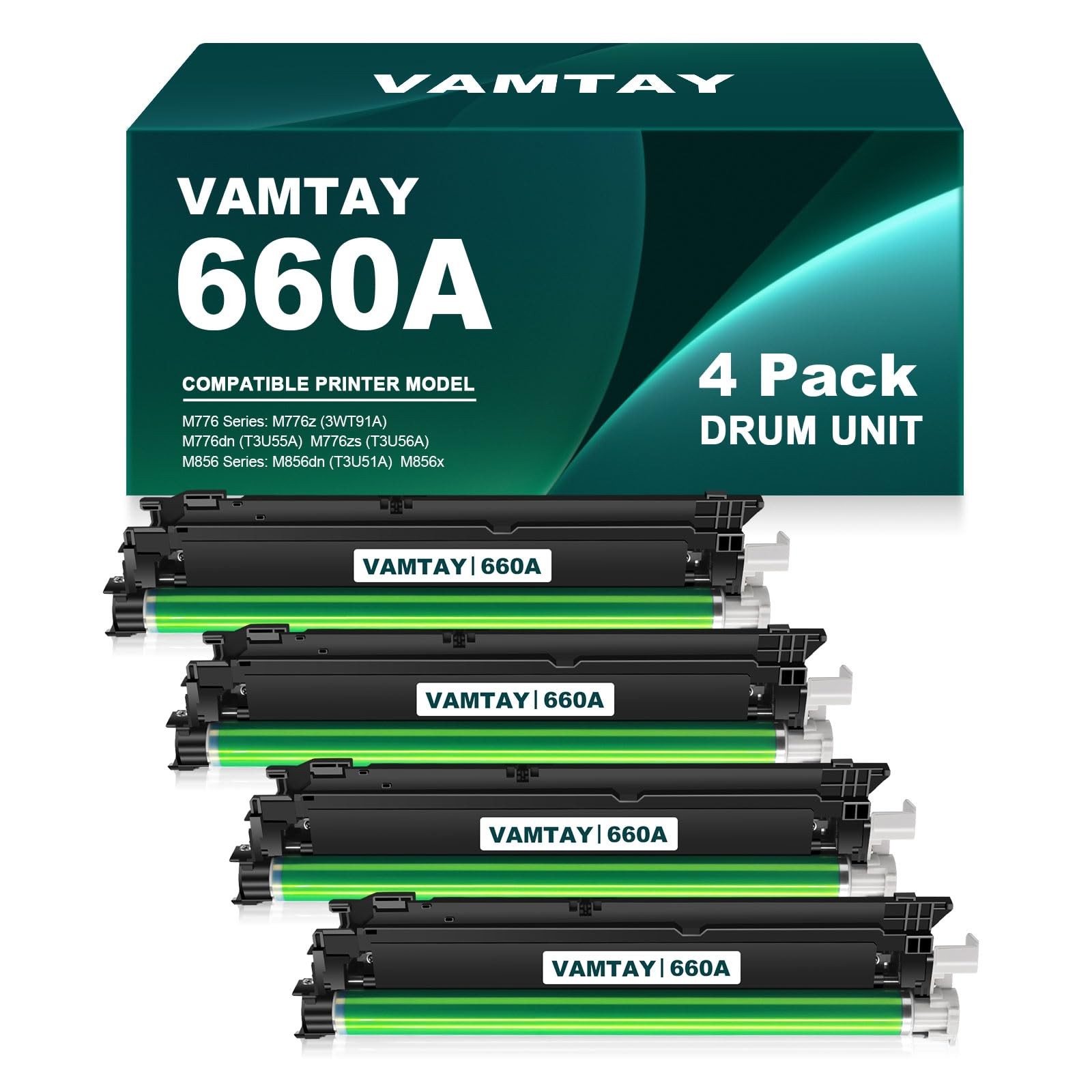 4 PACK Reconditioned 660A W2004A Drum Unit Replacement for HP 660A W2004A