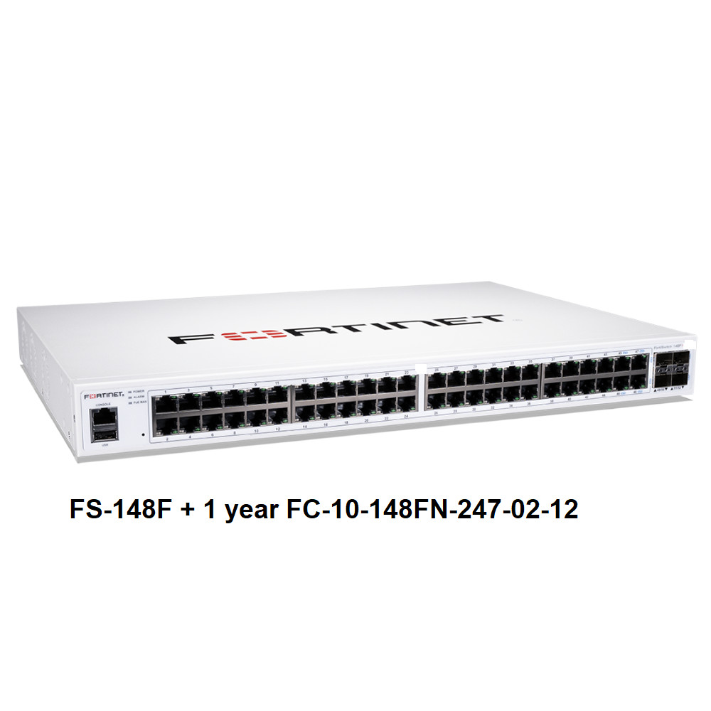 Fortinet FortiSwitch FS-148F 48 port + 1 year FortiCare FC-10-148FN-247-02-12