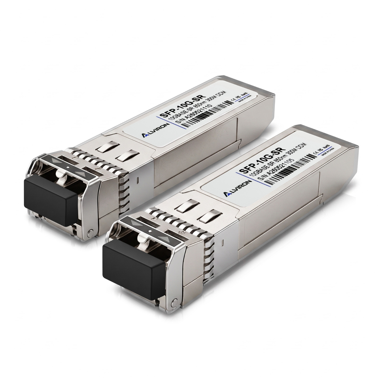 Lot of 2 ALVIRO SFP+ 10G‑SR Modules | Cisco‑Compatible | 850nm | 300m MMF
