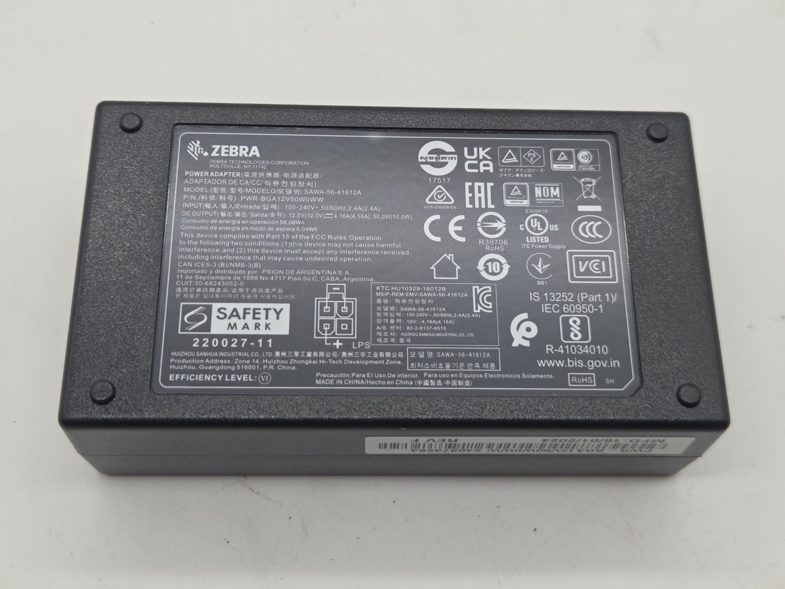 Zebra Genuine SAWA-56-41612A PWR-BGA12V50W0WW 50w 12v 4a AC Adapter - FREE S/H