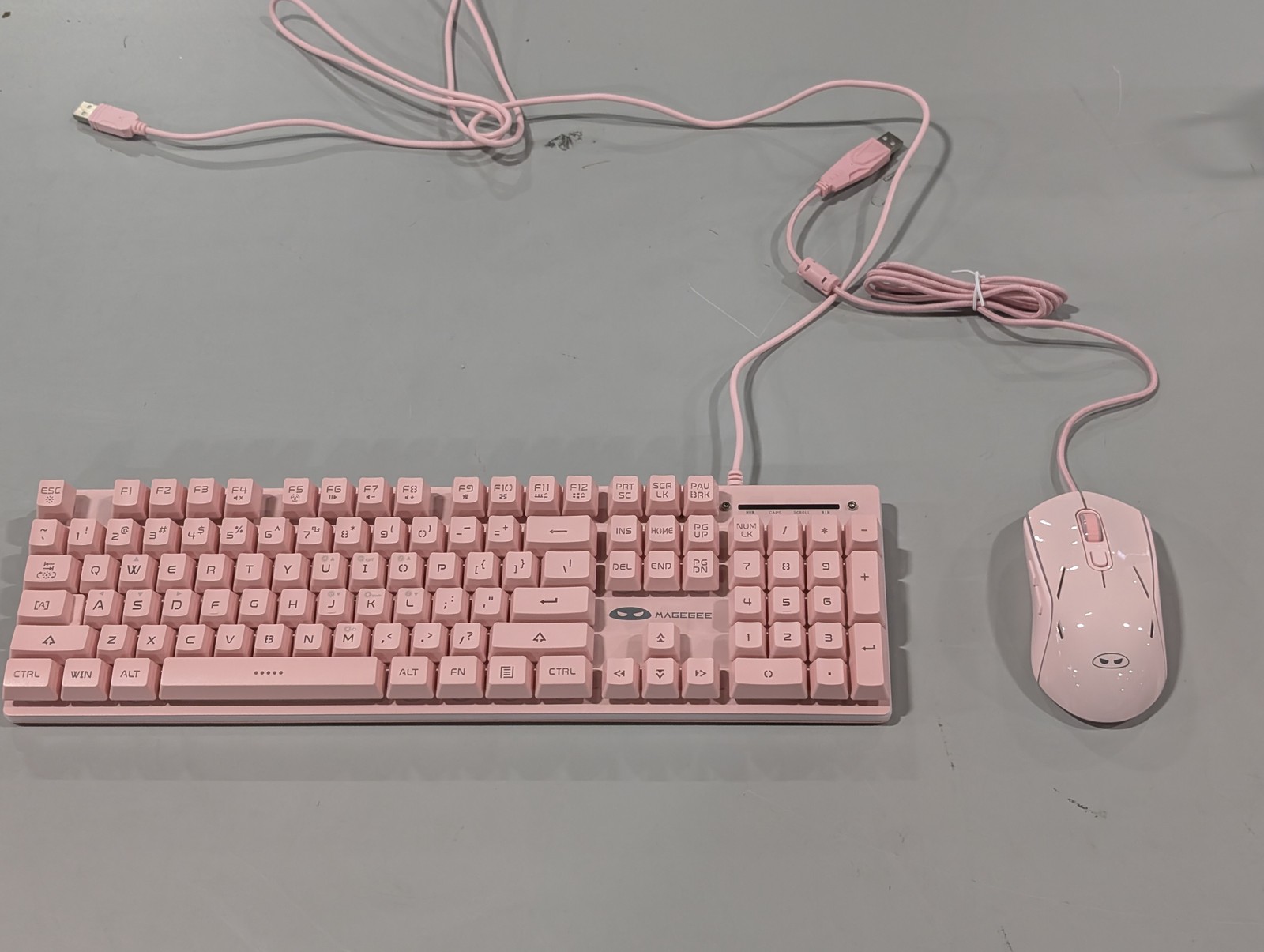 PINK - MAGEGEE FULLSIZE MEMBRANE GAMING KEYBOARD RGB BACKLIGHT RGB WIRED MOUSE
