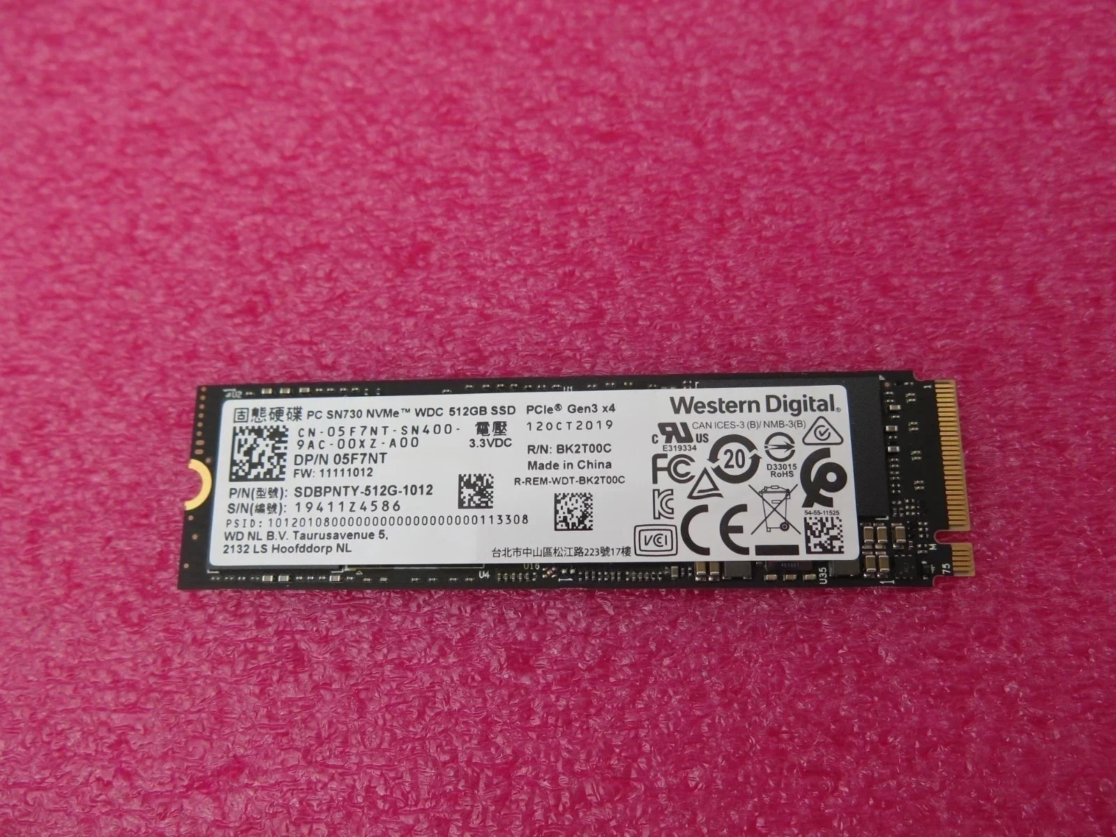 GENUINE DELL 512GB M.2 80MM SSD NVMe SOLID STATE DRIVE 5F7NT 05F7NT 0 Hours