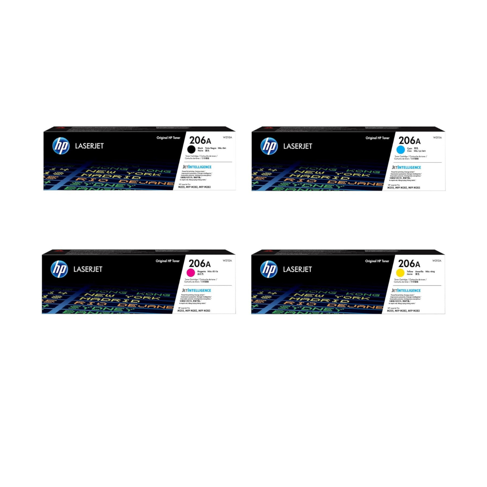 HP 206A Genuine Toner Cartridge Set W2110A-W2113A Black Cyan Magenta Yellow