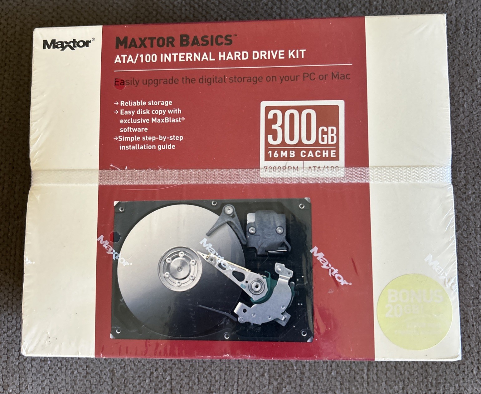 Maxtor Basics ATA/100 Internal Hard Drive Kit 300GB 16MB Cache 7200RPM SEALED