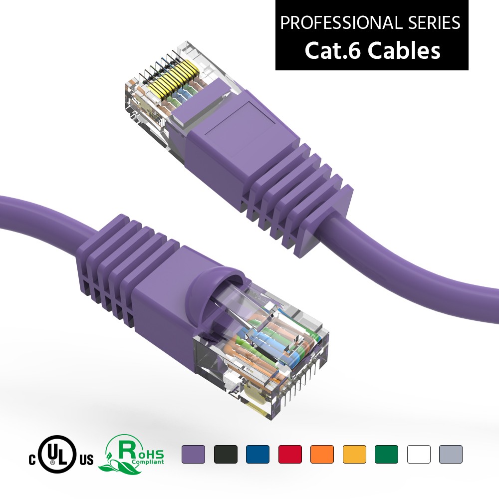 20 Pack of 30Ft CAT6 UTP Ethernet Network Booted Cable 10-100 Feet Purple