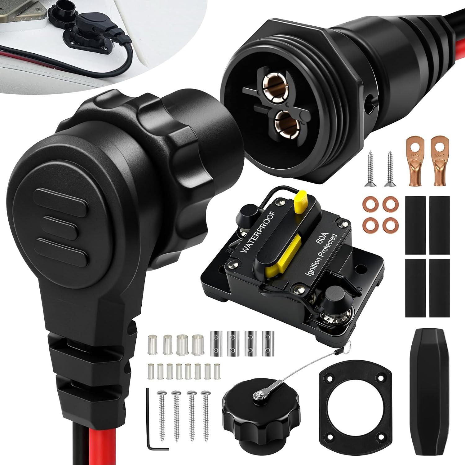1865120 MKR-28 Trolling Motor Plug and Receptacle & MKR-27 60 AMP Circuit Breake