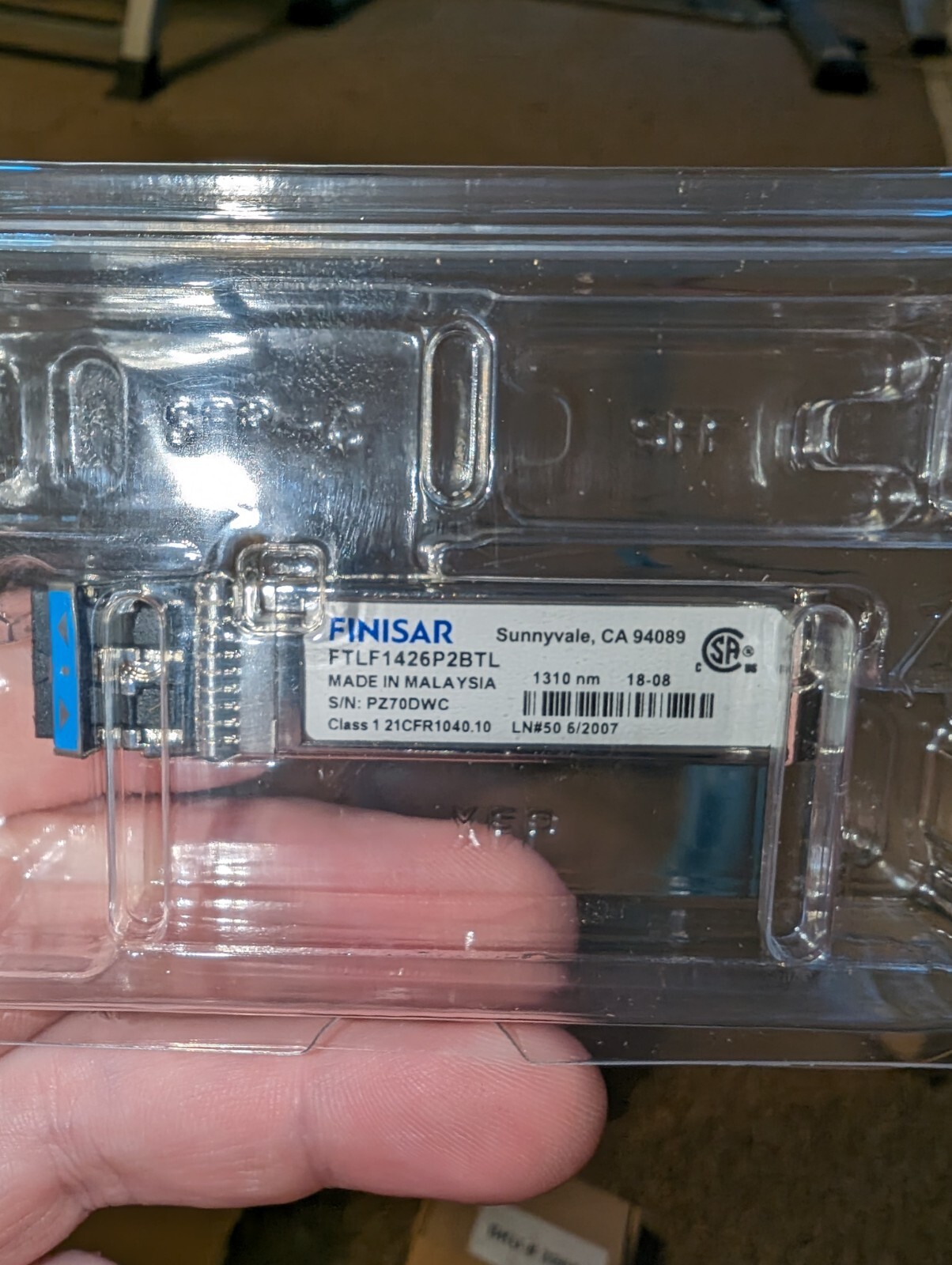 FINISAR FTLF1426P2BTL 6Gb/s 1310nm SFP+ TRANSCEIVER MODULE