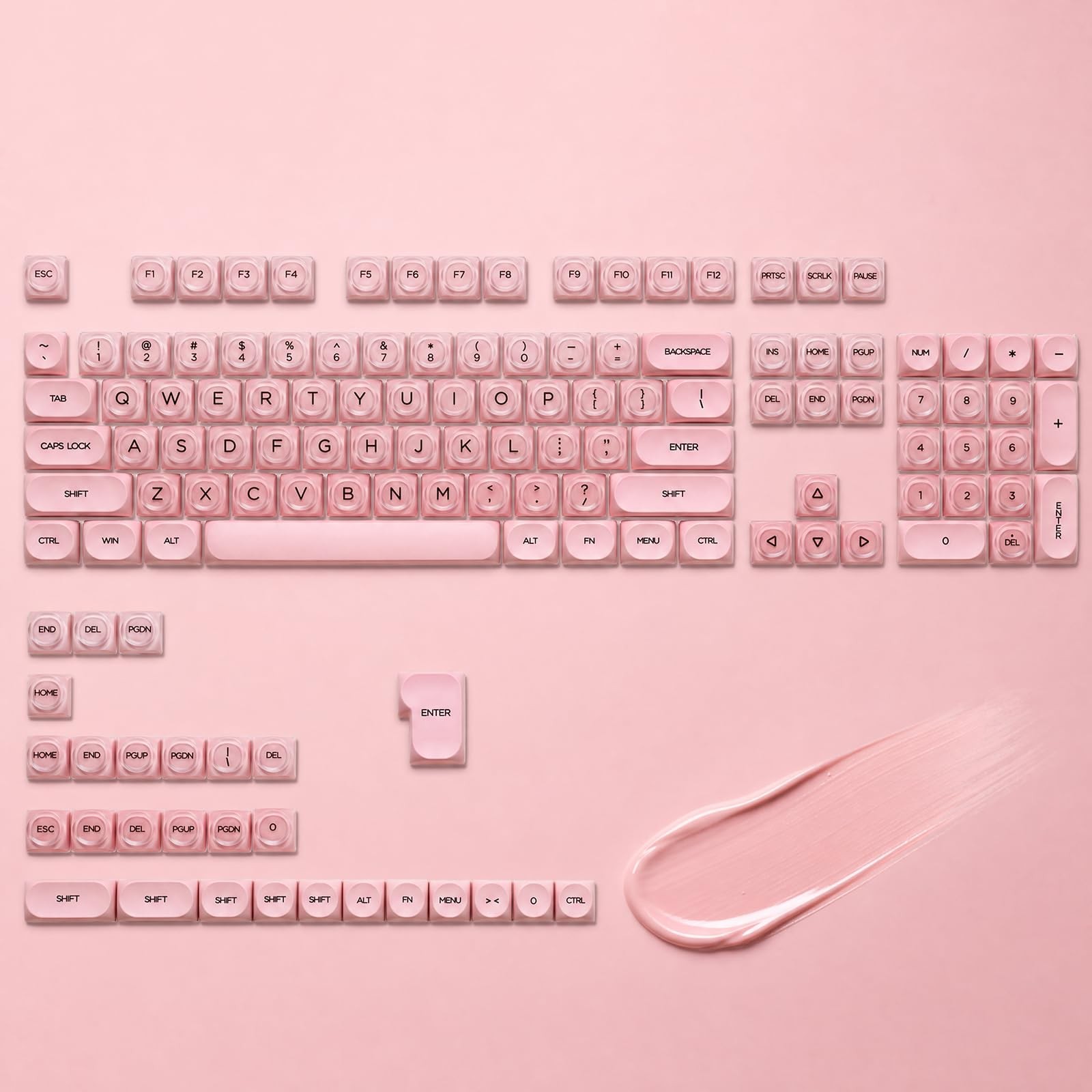 132 PCS Cute Creamy Pink Jelly MOA PBT Keycaps Fits MX Switches 61/104 Key