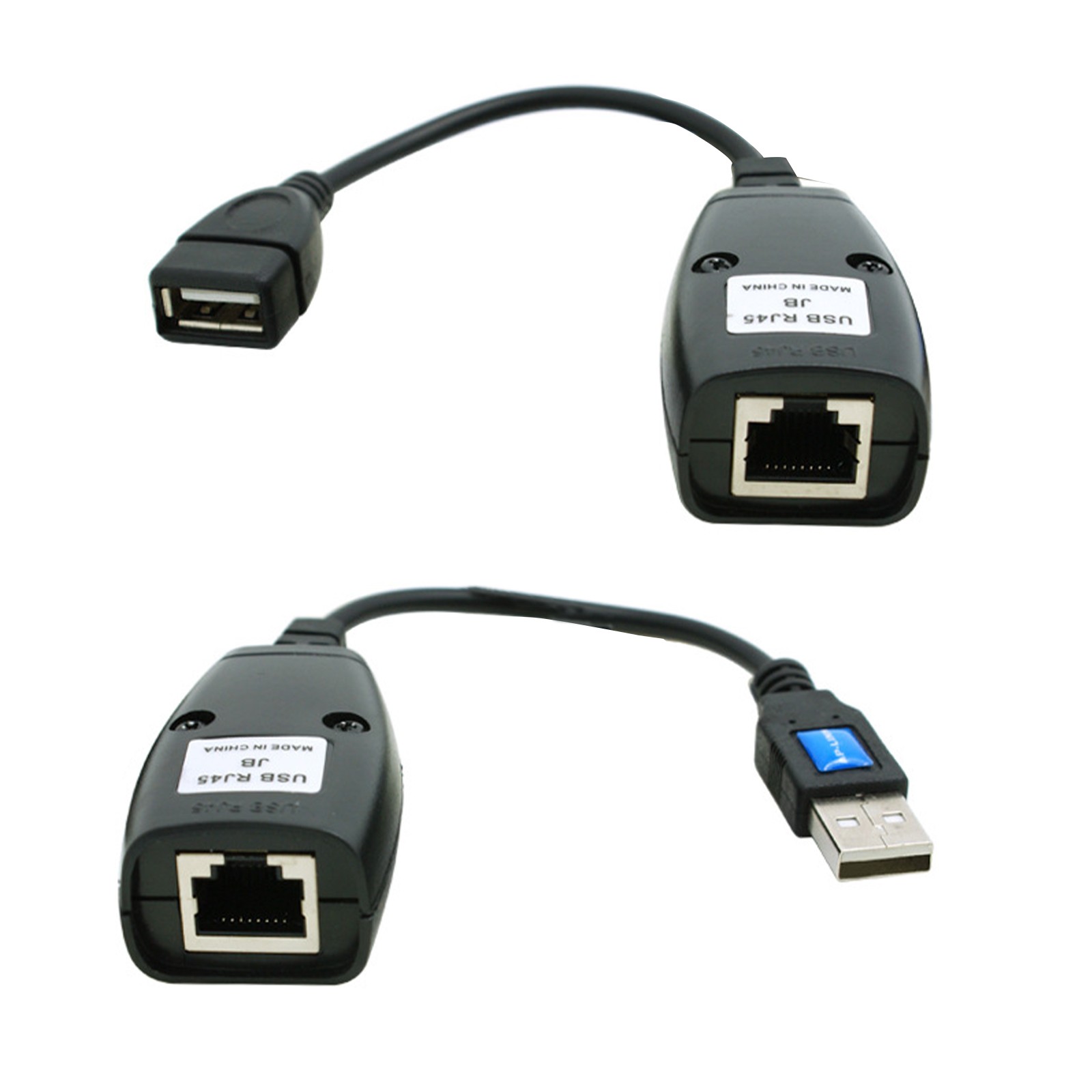 USB Extension Ethernet RJ45 Cat5e/6 Cable LAN Adapter Extender Over Repeater Set