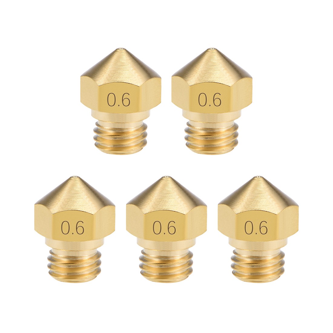5pcs 0.6mm 3D Printer Nozzle Head M7 Thread for MK10 1.75mm Extruder Print Brass
